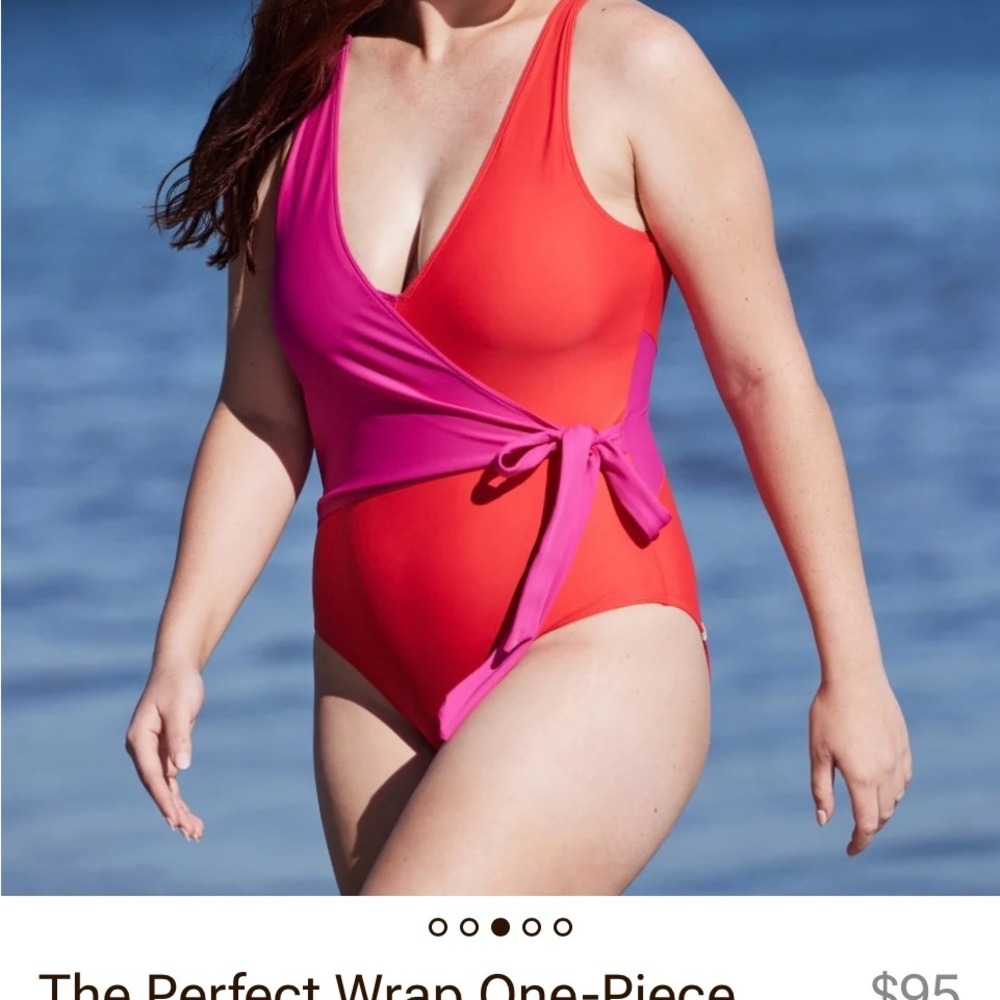 Summersalt NWT Perfect Wrap Swimsuit Women’s Size 14 in Hibiscus & Grapefruit - Picture 5 of 5
